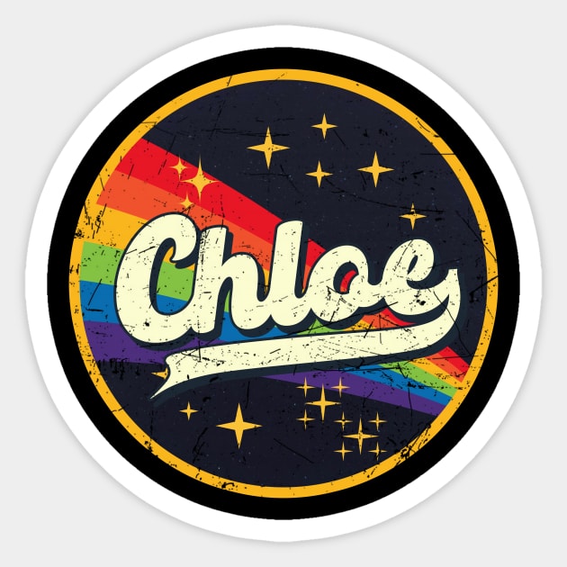 Chloe // Rainbow In Space Vintage Grunge-Style Sticker by LMW Art